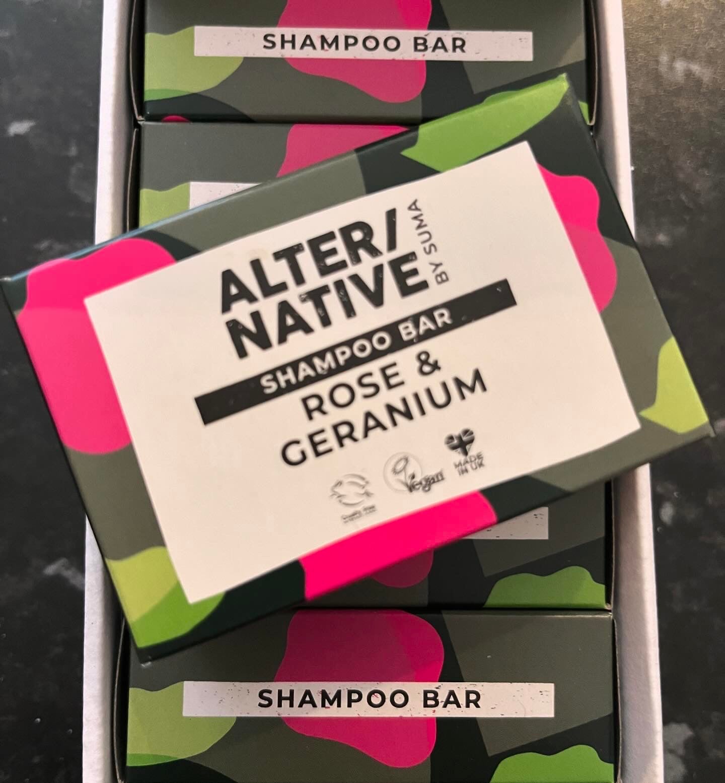 A picture of Alter/Native’s shampoo bar rose and geranium.