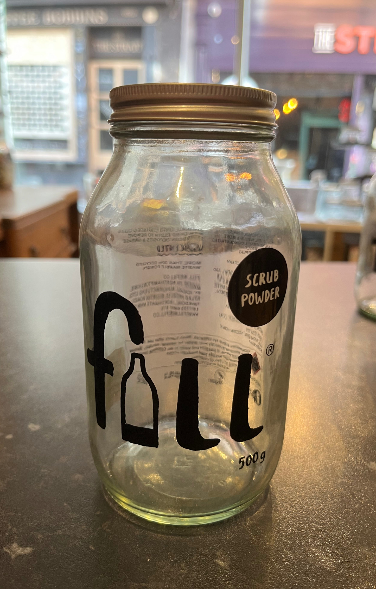 Jars are clear glass screen printed in black, with either a silver or matt black metal lid