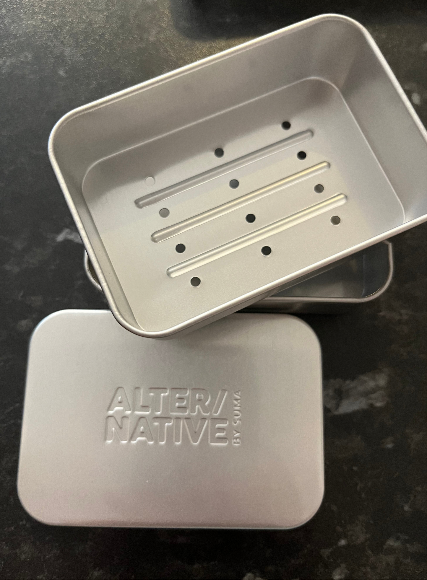 The inside of Alter/Native’s single soap tin.