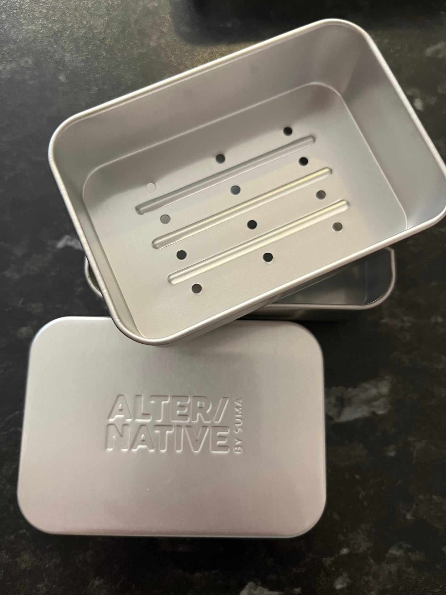 The inside of Alter/Native’s single soap tin.
