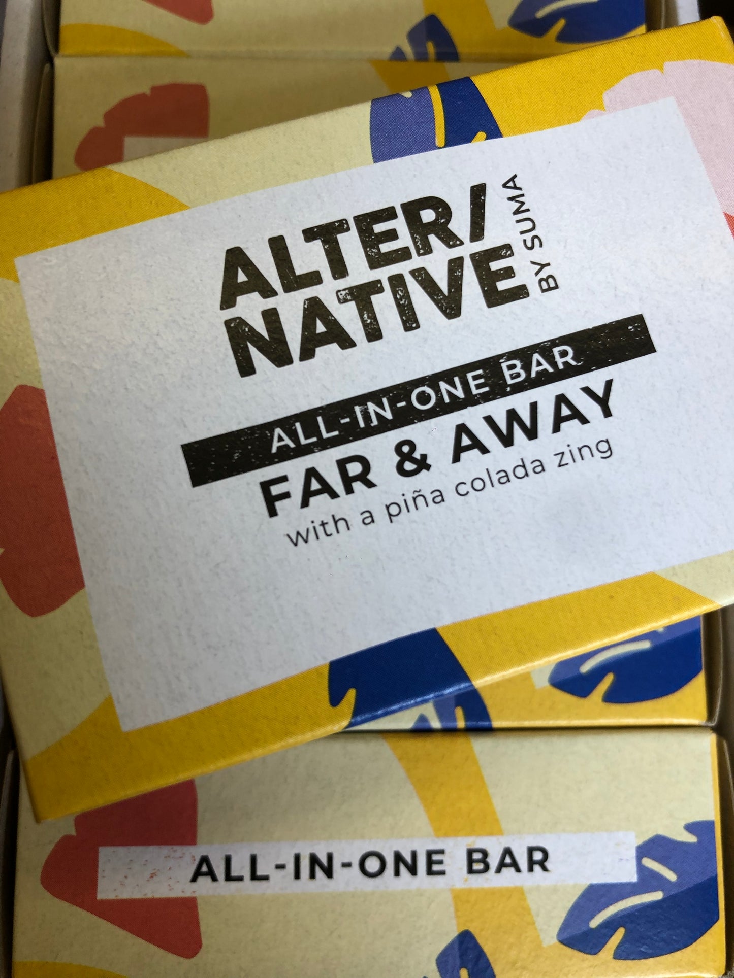 A closeup of Alter/Native’s All-in-one bar, Far & Away.
