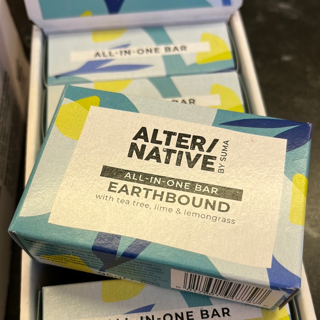A closeup of Alter/Native’s All-in-one bar, Earthbound.