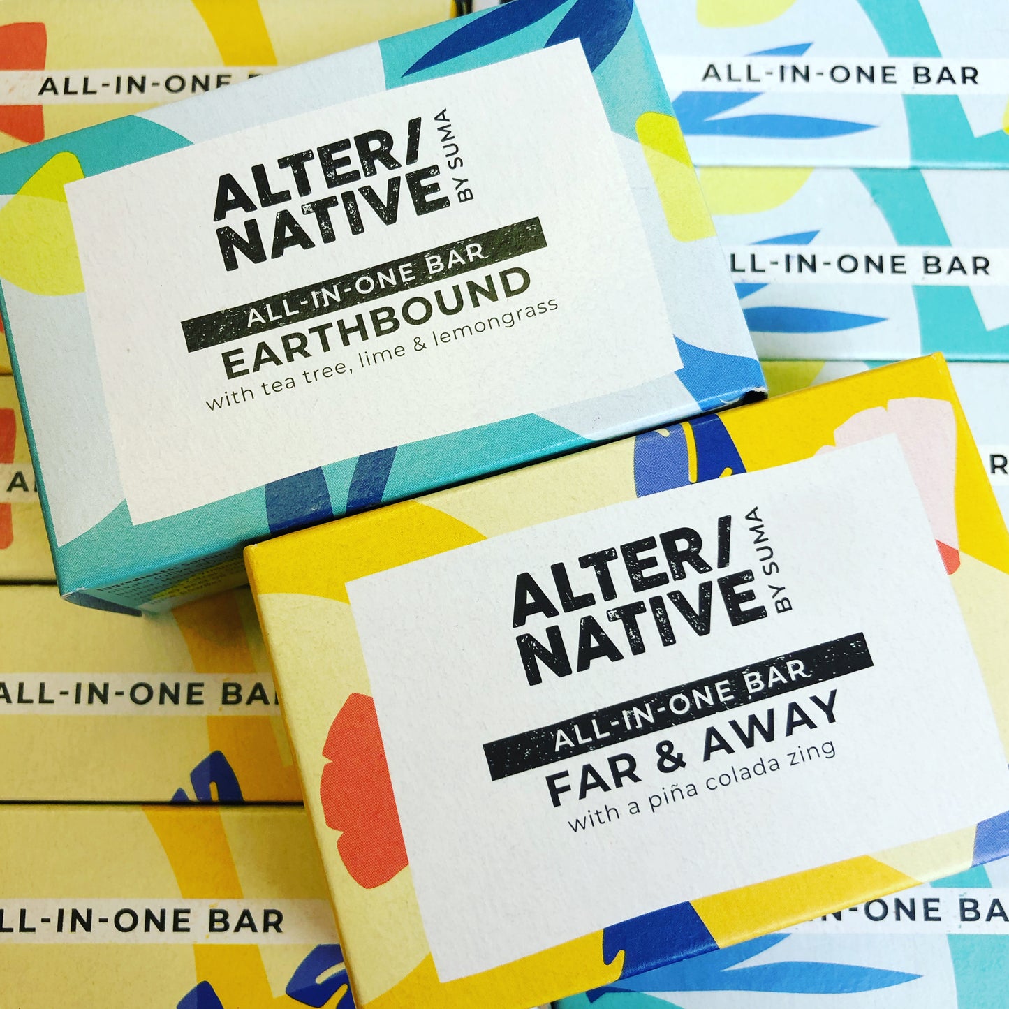 Two box’s of Alter/Native’s All-in-one bars, Earthbound and Far & Away.